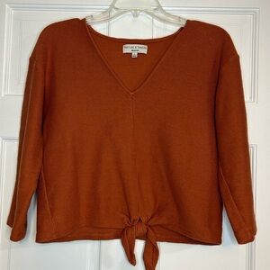 Madewell Texture & Thread Tie Front 3/4 Sleeve Top